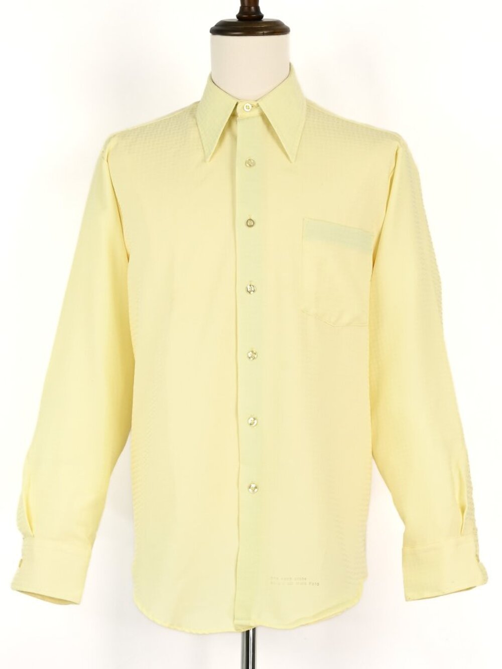 Vintage Yellow Ultressa Fabric JCPenny Textured Mens Button Up Shirt